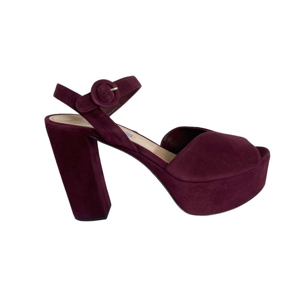 Prada Milano 1XP39A Black Red Camoscio Women's‎ High Heel Pumps shoes, 36.5 - Picture 11 of 15